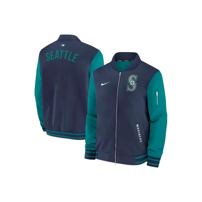 Nike Seattle Mariners Authentic Collection Dugout Men's Nike Mlb Full Zip Bomber Jacket-2