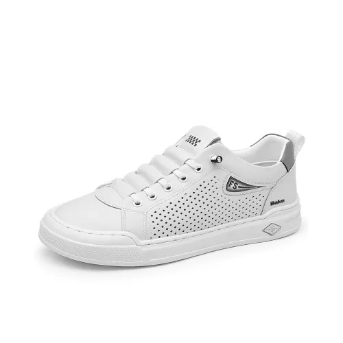 BAKE Slip Resistant, Abrasion Resistant, Lightweight Low Top Skateboard Shoes Men's White
