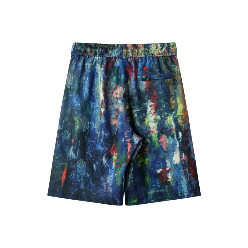 CDISHOU Casual Shorts Unisex Rainbow Graffiti-1