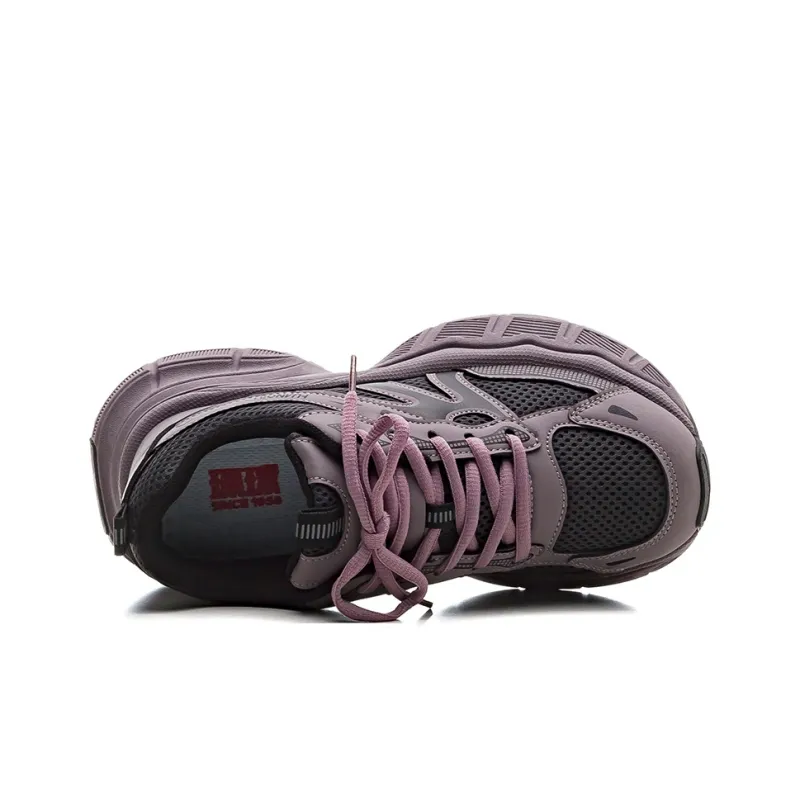 HUANQIU Cushioning, Abrasion Resistant, Height Increasing Low Top Chunky Sneakers Women's Gray Purple-2