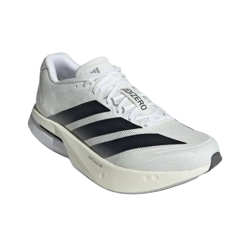 Adidas Adizero Boston 13 Slip Resistant Low Top Running Shoes Men's White Black-2