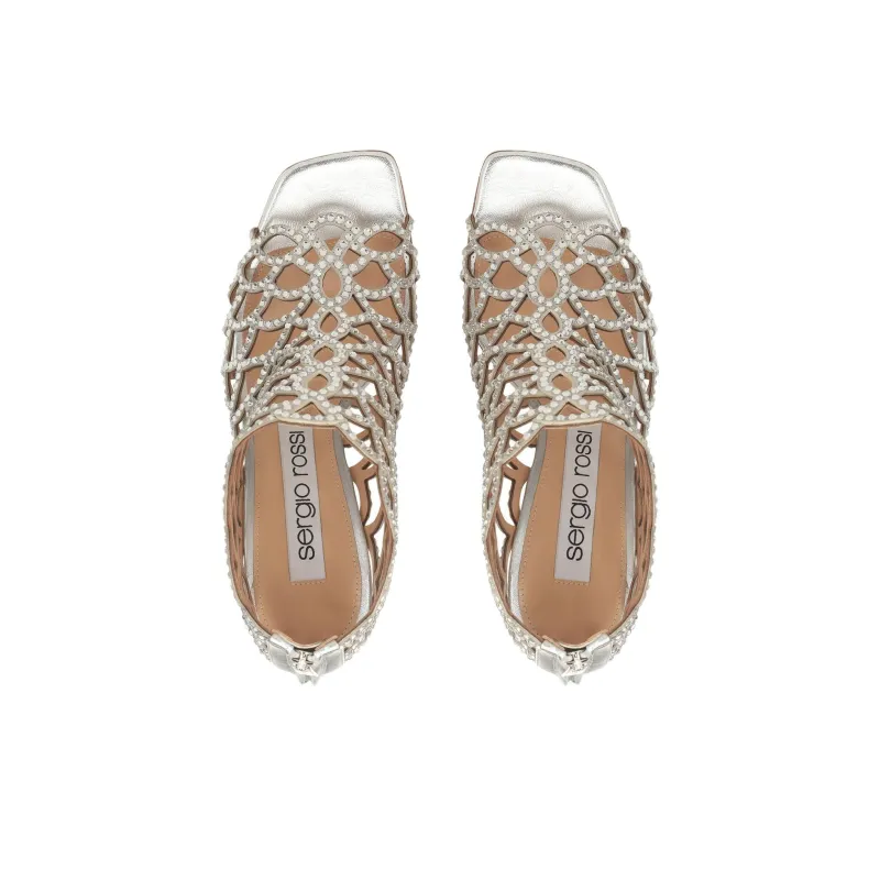 SERGIO ROSSI Sr Mermaid One Strap Sandals 10cm Women's Silver-2