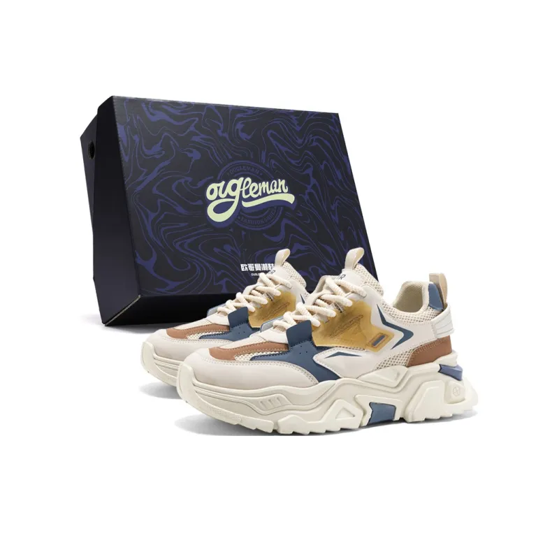 OUGLEMEN Slip Resistant, Abrasion Resistant, Coverage Height Increasing Low Top Chunky Sneakers Men's-10