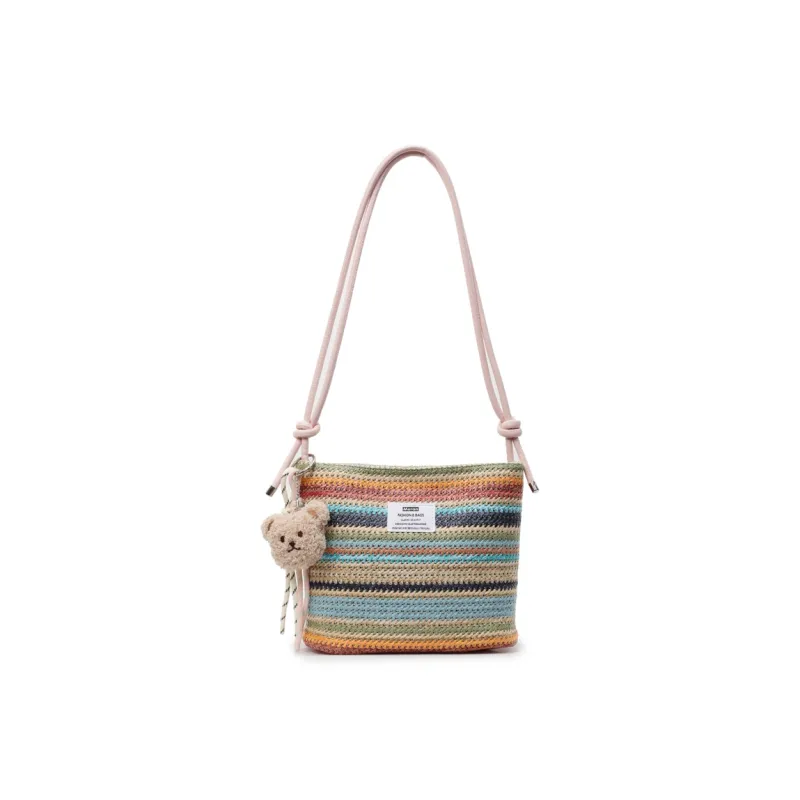 Kewuku Straw Woven Crossbody Bag, Shoulder Bag Unisex White/Blue-12