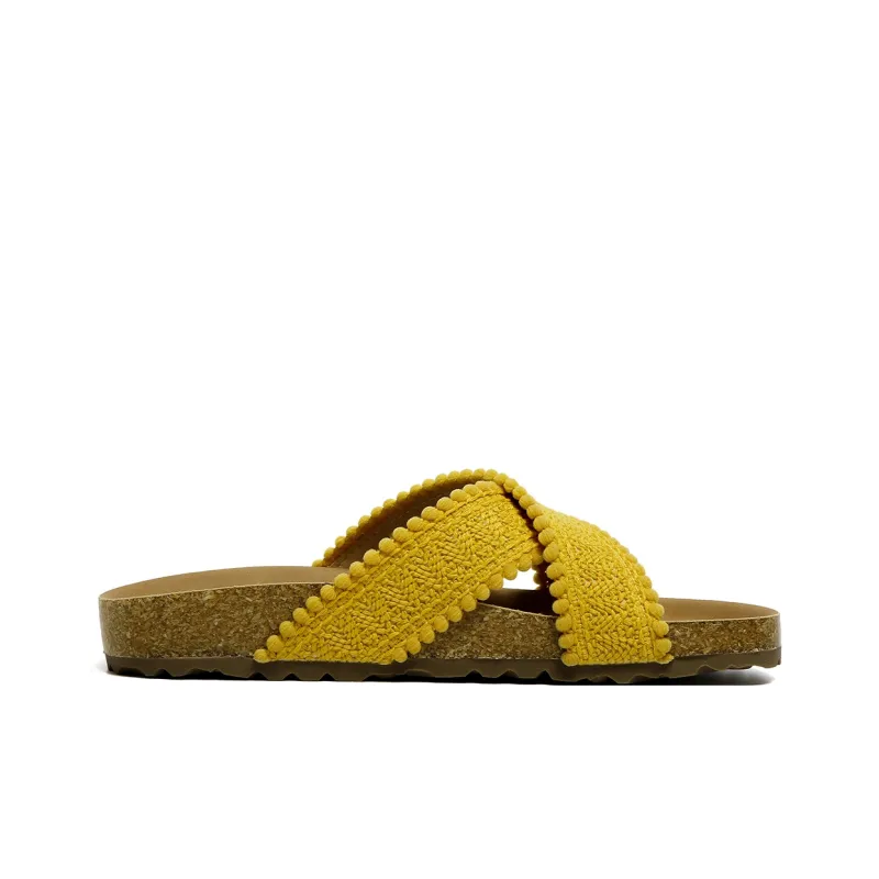 HUANQIU Slip Resistant Odor Resistant Slide Slippers Women's Yellow-1