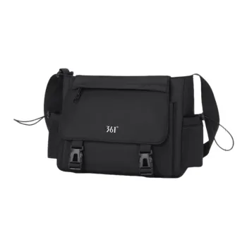 361° Fabric Messenger Bag, Shoulder Bag, Crossbody Bag Unisex Black