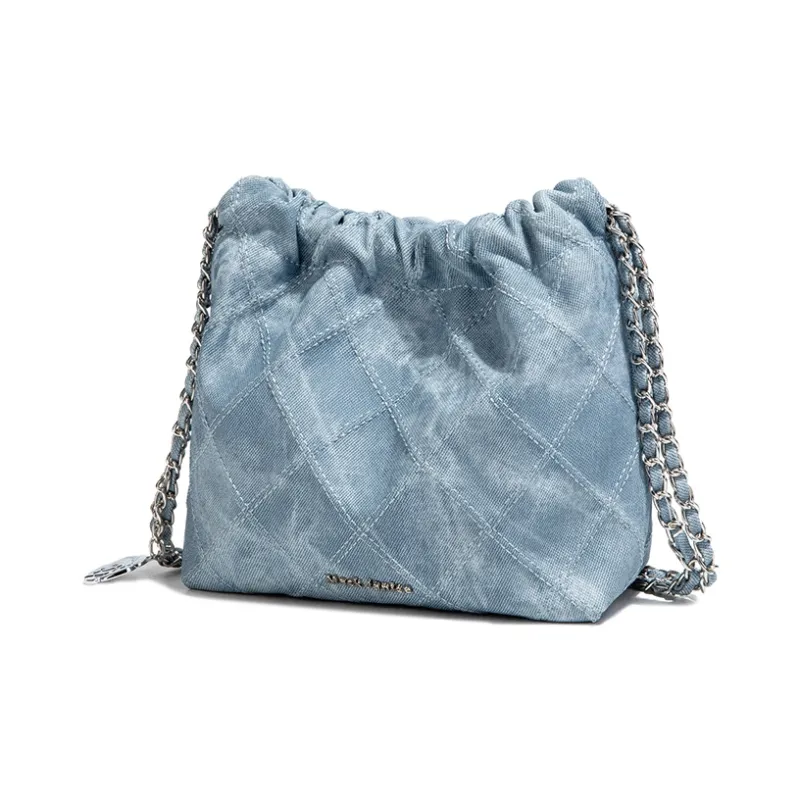 MACKJANICE Synthetic Leather Bucket Bags Crossbody Bag, Shoulder Bag Women's Denim Blue-2