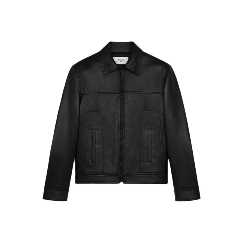 CELINE Leather Jacket Men's Black-0