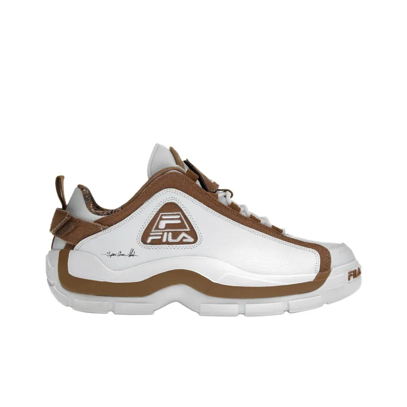 FILA Grant Hill 2 Anti Slip Wear Resistant Mid Top Basketball Shoes Men's White Brown-1