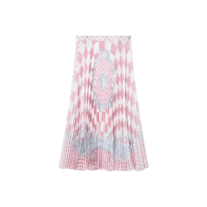 VERSACE Pleated Straight Hem Midi Skirt-0
