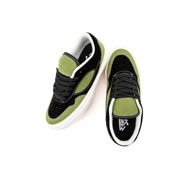 WANSWER Slip Resistant Shock Absorbers With Abrasion Resistant Properties Low Top Skateboard Shoes Unisex Black Green-4