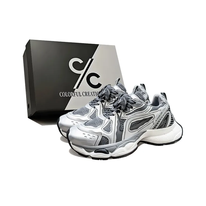 Colorful Creations Slip Resistant, Abrasion Resistant, Breathable, Height Increasing Low Top Chunky Sneakers Men's-0