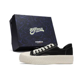 OUGLEMEN Low Top Canvas Shoes Men's Black Box