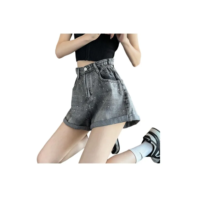 Ordifen Denim Shorts Women's Black Gray Color-0