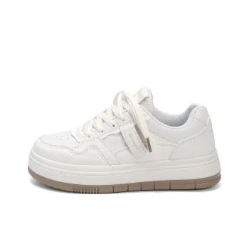 HUANQIU Coverage Lightweight Height Increasing Low Top Skateboard Shoes Women's Beige Khaki