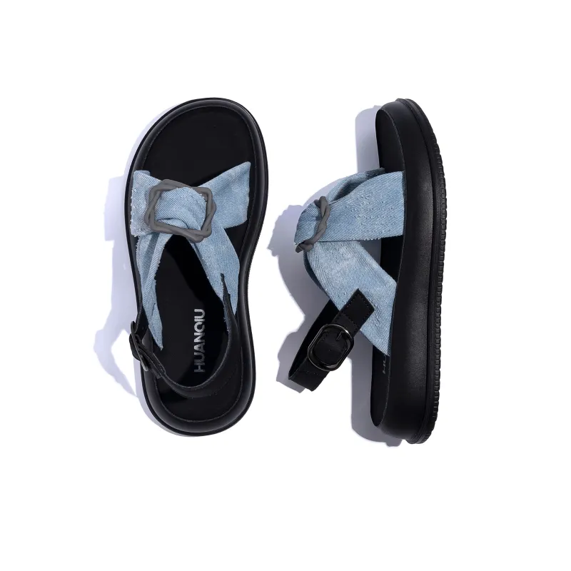 HUANQIU One Strap Sandals 3.5cm Women's Blue-5