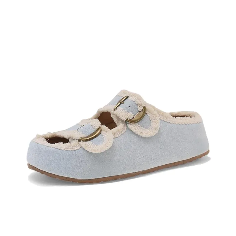 WENPU Slide Slippers Women's Ecru, Sky Blue, Yellow-4