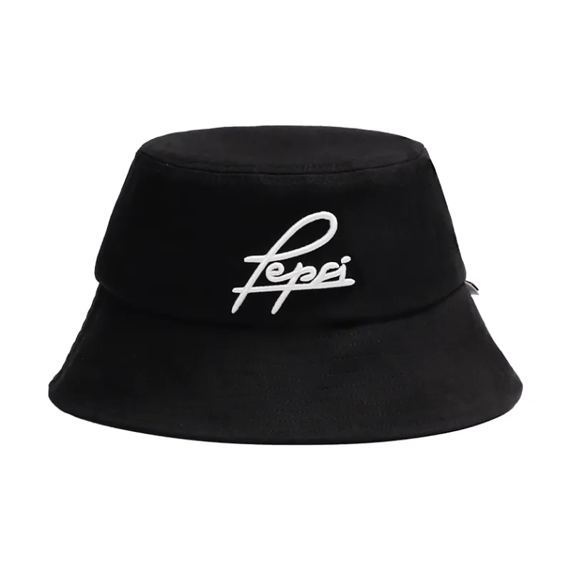 Pepsi Cotton Comfortable And Breathable Bucket Hats Unisex Black/Ecru-0