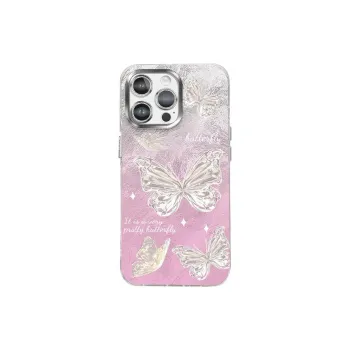 XUANCAISHI Pink Butterfly Phone Cases Compatibility With Apple 16/16e/15/14/13/12 Models.
