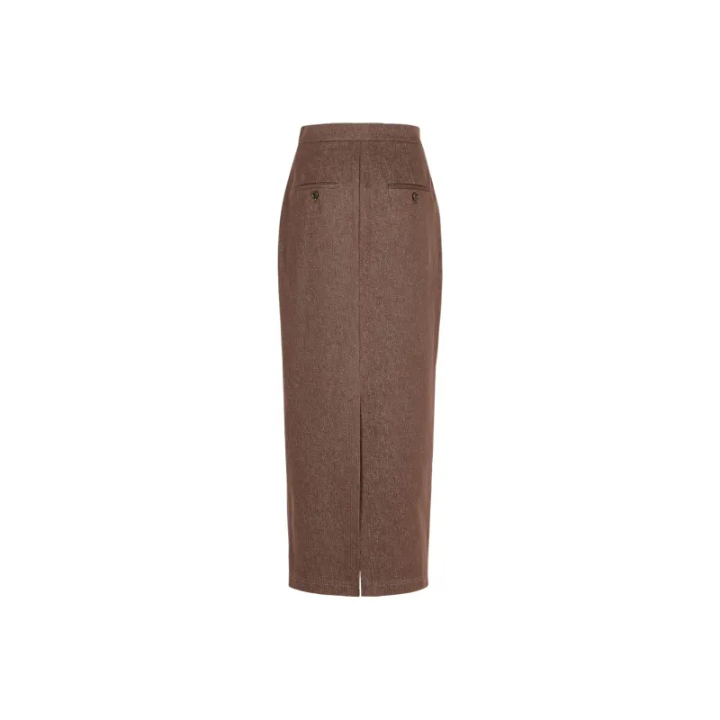 MaxMara Pianosa Button Detailed Back Slit Skirt-1