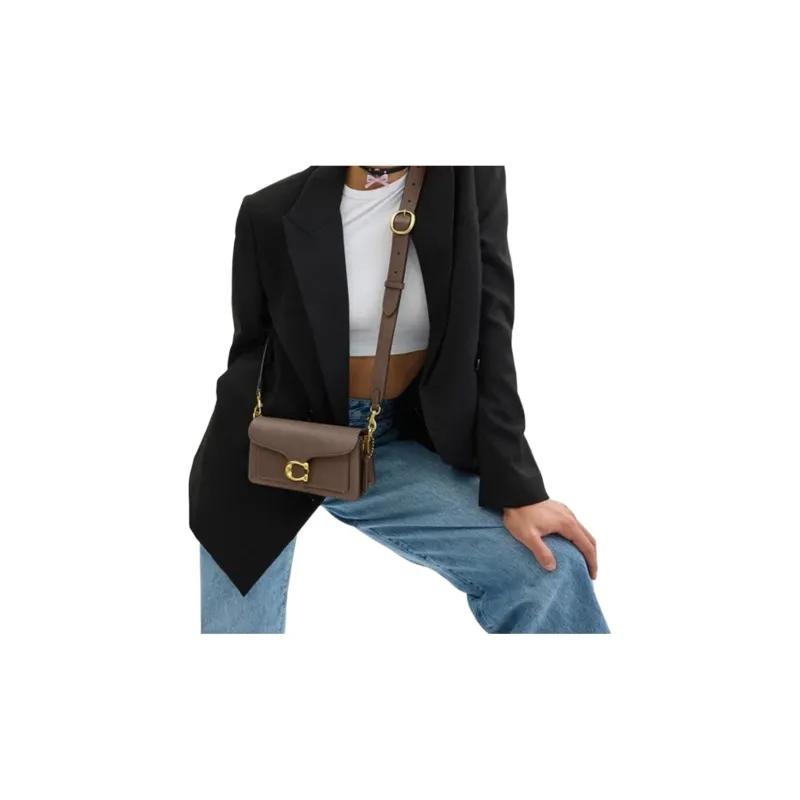 COACH Tabby Polished Pebble Leather Shoulder Bag Trumpets Women's Coffee-4