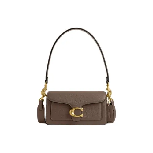 COACH Tabby Polished Pebble Leather Shoulder Bag Trumpets Women's Coffee