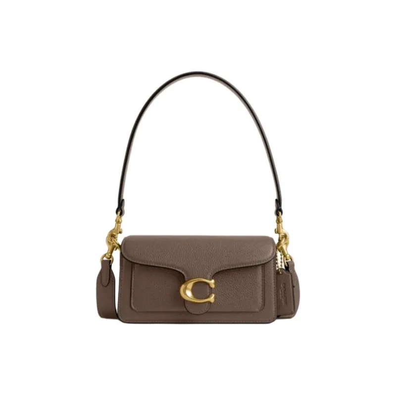 COACH Tabby Polished Pebble Leather Shoulder Bag Trumpets Women's Coffee-0