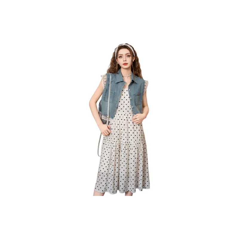 FAWENXIANGZI Two Piece Skirt Sets Women's Blue-0