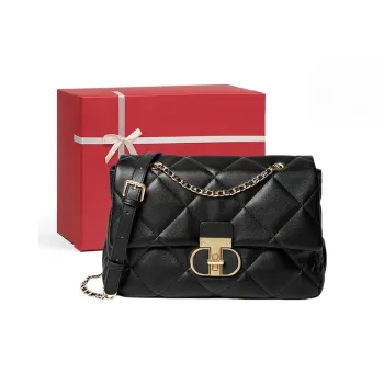CNNCOO Synthetic Leather Small Square Bag Shoulder Bag, Crossbody Bag Women's Midnight Black/Ecru