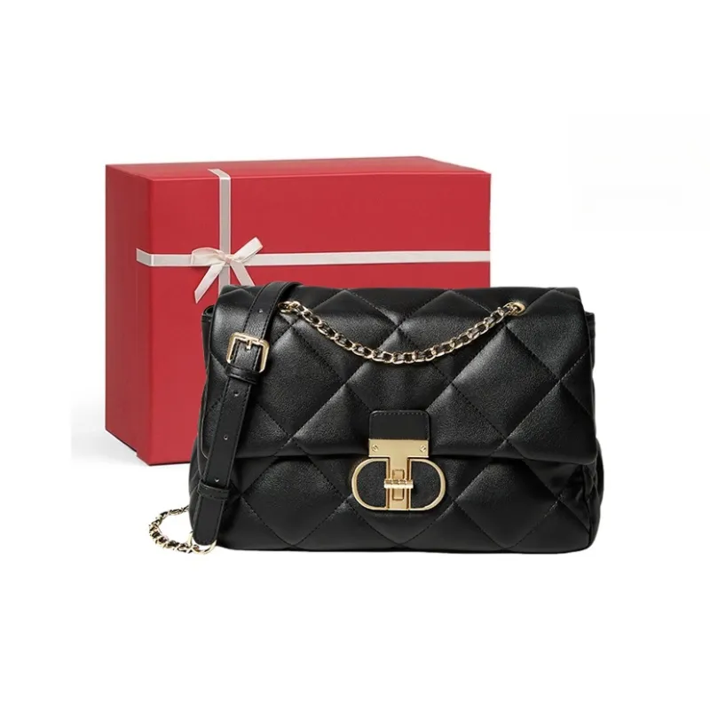 CNNCOO Synthetic Leather Small Square Bag Shoulder Bag, Crossbody Bag Women's Midnight Black/Ecru-0