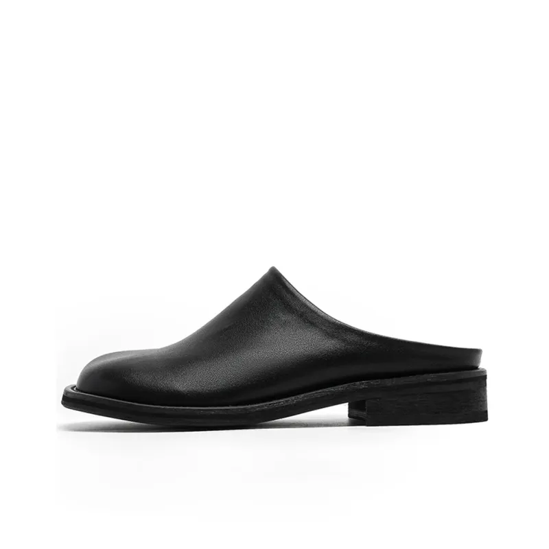 WEISHIBANGWEI Rubber Sole Slip Resistant Closed Toe Slippers Men's Black-0