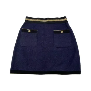 CHANEL Casual Short Skirts Women's Blue Gold Color