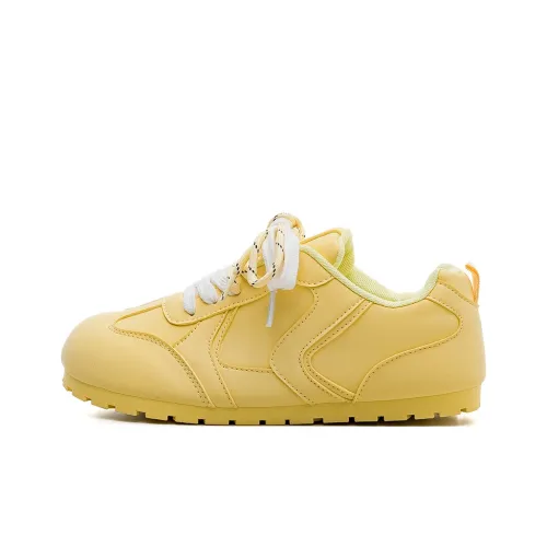 HUANQIU Slip Resistant, Abrasion Resistant, Lightweight Low Top Casual Shoes Women's Yellow