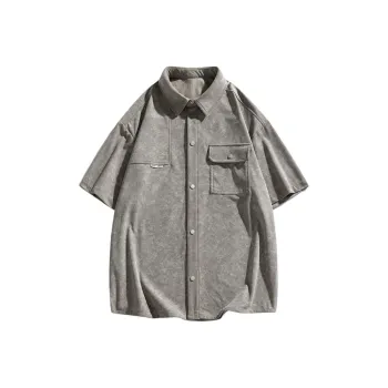 PEIMENG Shirts Men Tie-Dye Light Gray