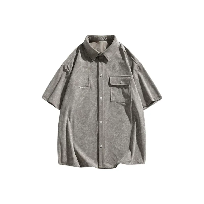 PEIMENG Shirts Men Tie-Dye Light Gray-0