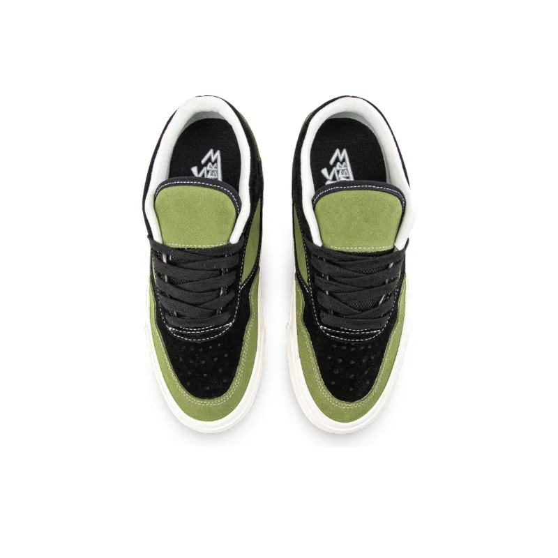 WANSWER Slip Resistant Shock Absorbers With Abrasion Resistant Properties Low Top Skateboard Shoes Unisex Black Green-3