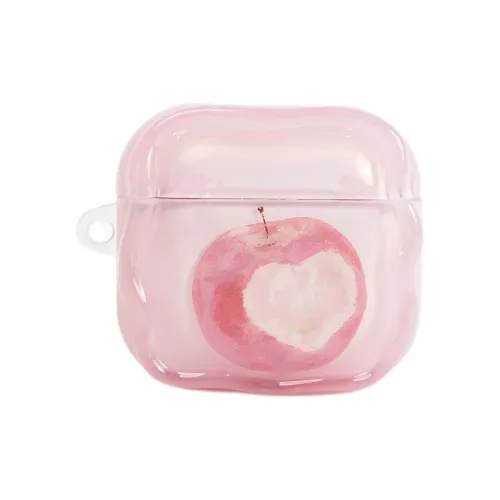 Wei Xin Compatibility Apple AirPods 4/2/3/4th Generation/AirPods Pro/Pro 2 TPU Pink Heart Apple Pendant Headphone Cases