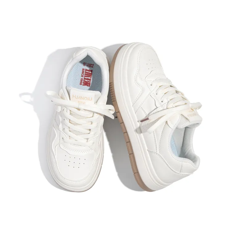 HUANQIU Coverage Lightweight Height Increasing Low Top Skateboard Shoes Women's Beige Khaki-6