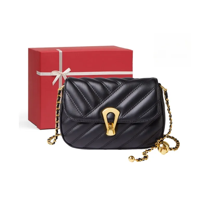 CNNCOO Cow Leather Crossbody Bag Women's Black/Ecru-0