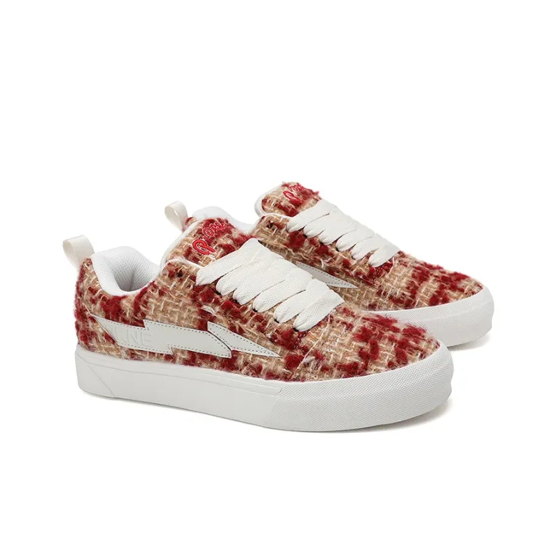 VFTS Anti Slip Wear Resistant Low Top Skateboard Shoes Unisex Jam Red-26