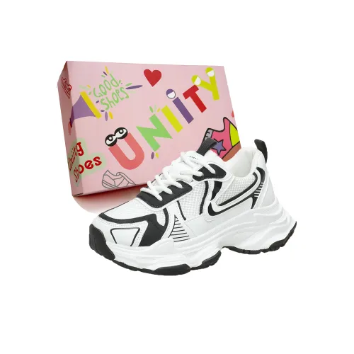 UNIITY Slip Resistant, Abrasion Resistant, Lightweight, Breathable Low Top Chunky Sneakers Women's Black
