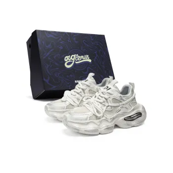 OUGLEMEN Slip Resistant, Abrasion Resistant, Coverage Height Increasing Low Top Chunky Sneakers Men's