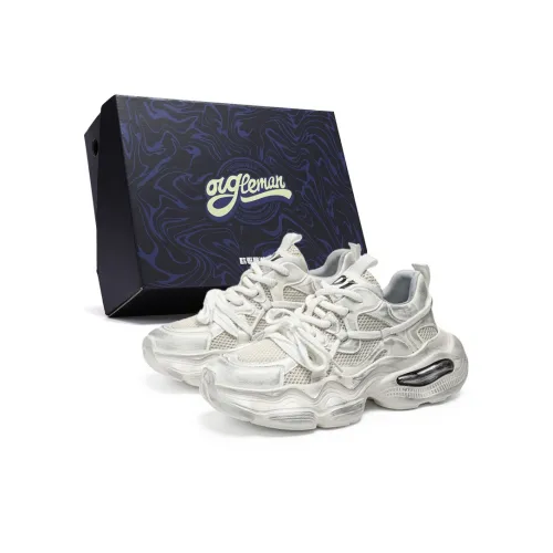OUGLEMEN Slip Resistant, Abrasion Resistant, Coverage Height Increasing Low Top Chunky Sneakers Men's