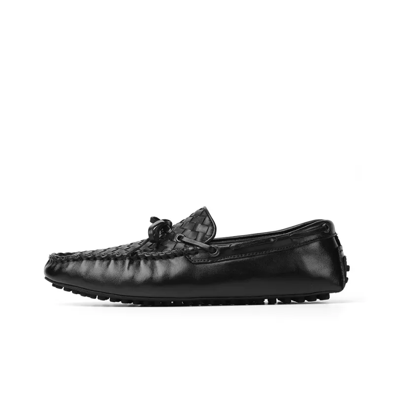 QIUTEXIONG Gommino Loafers Men's Black-0