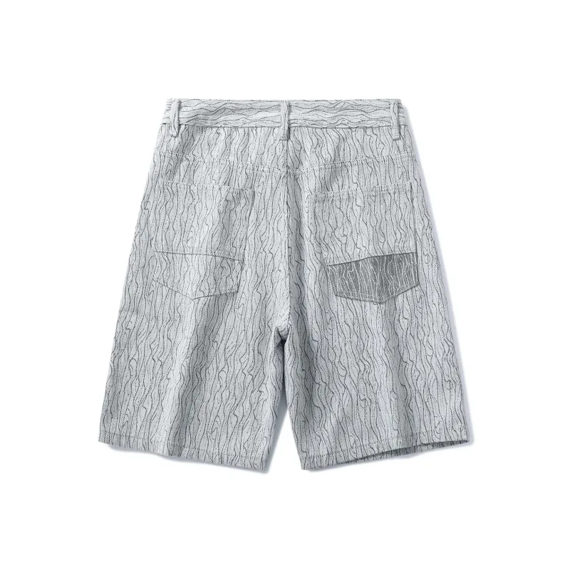SANTASTIC Denim Shorts Men Jacquard White-1