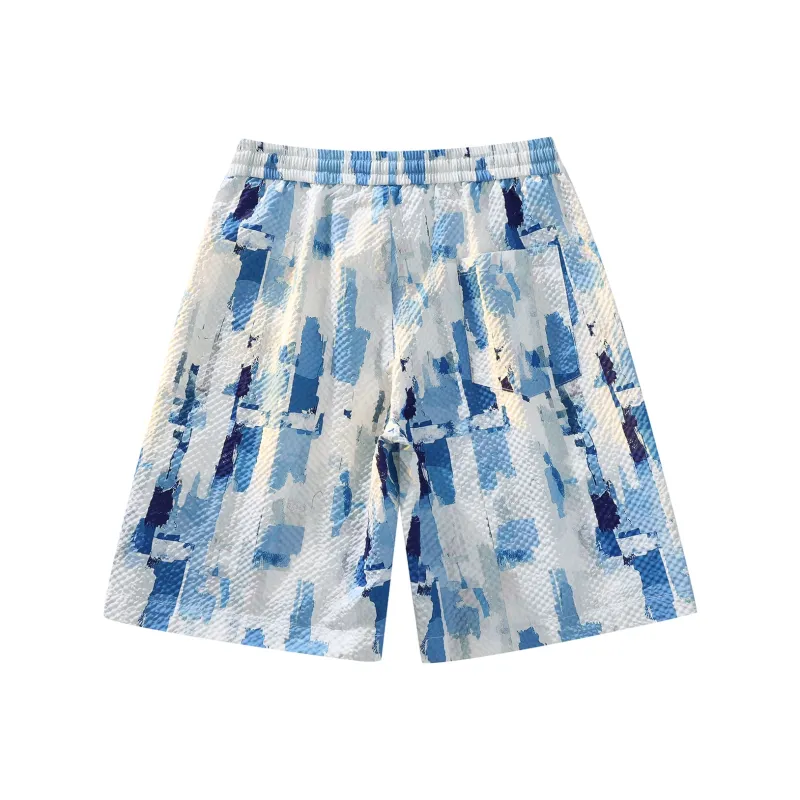 PASOK Casual Shorts Unisex PA013 Ink Splatter Blue-1