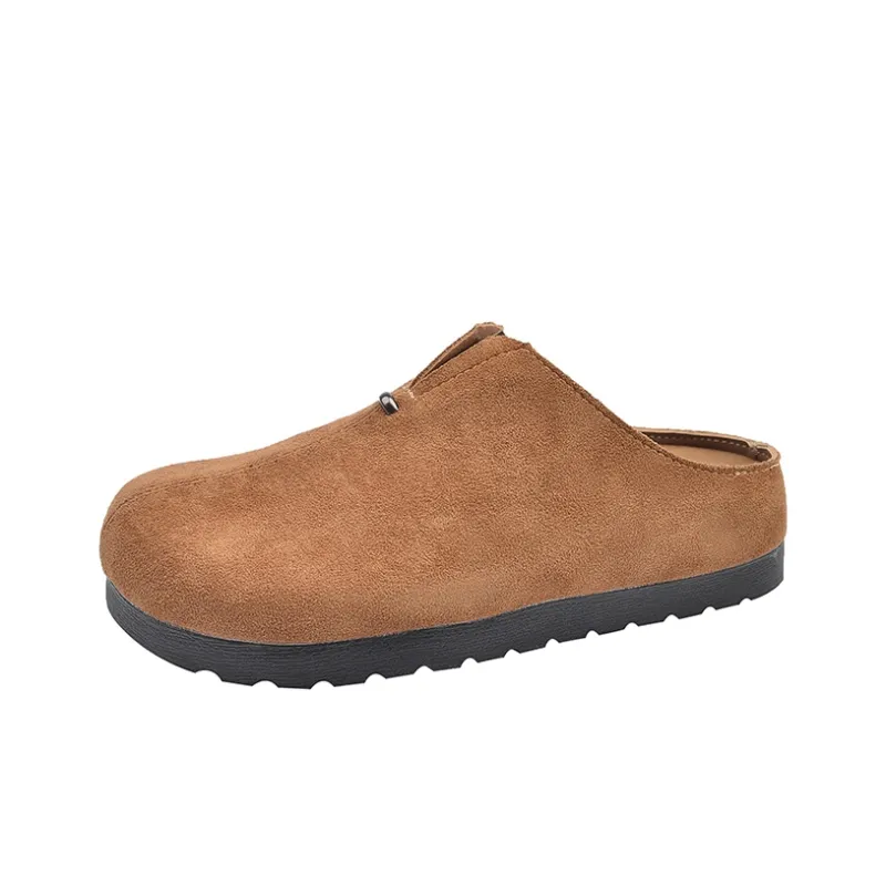 AJPAP Rubber Sole Leather Patchwork Closed Toe Slippers Women's-11