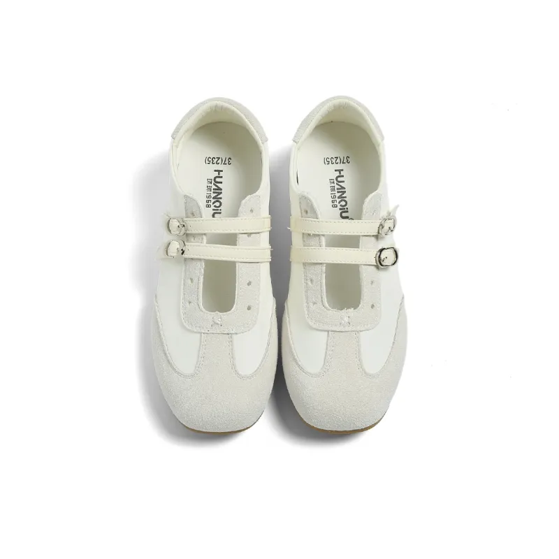 HUANQIU Slip Resistant, Breathable, Lightweight Low Top Casual Shoes Women's Beige-4