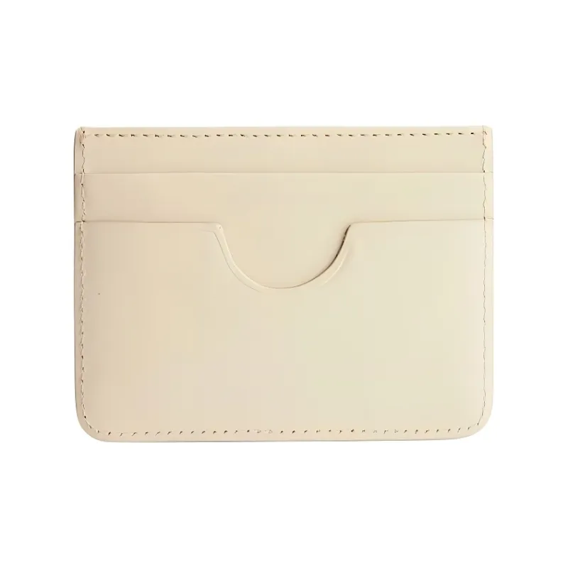 AMIPARIS Calfskin Card Holder Men's Beige-1