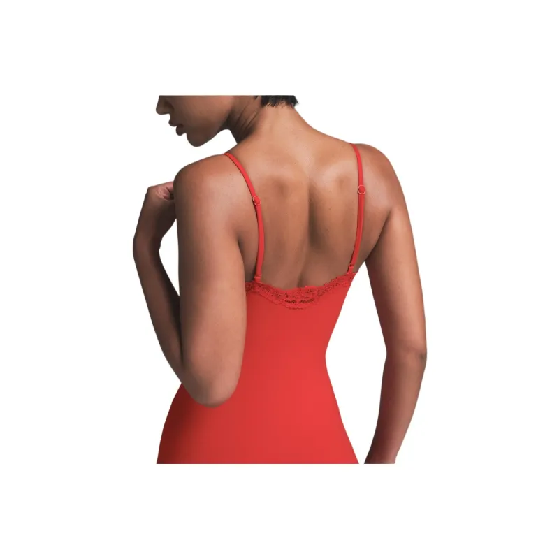 SKIMS Valentine's Day Collection SS25 FITS EVERYBODYLACE LONG SLIP DRESS Slip Dress Women's CAYENNE/Cayenne-4
